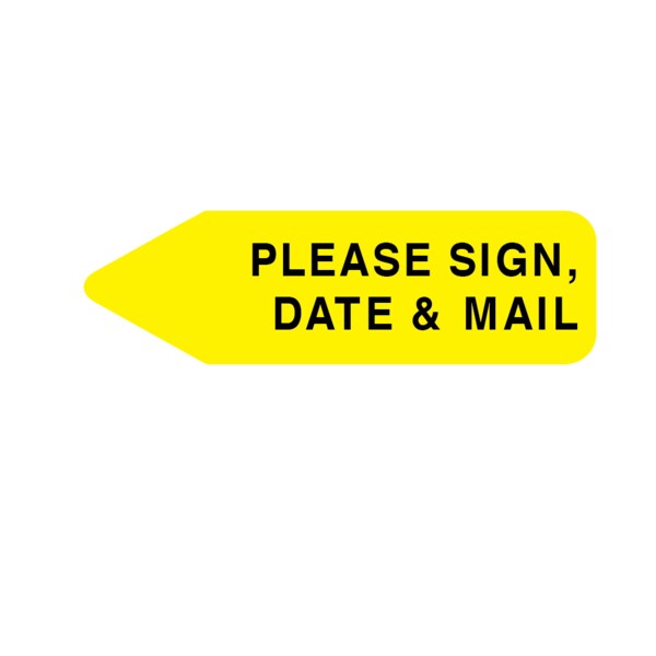 Labeling Flag- Imprinted-sign date mail-Yellow - Re Fill - 9/16" x 2"